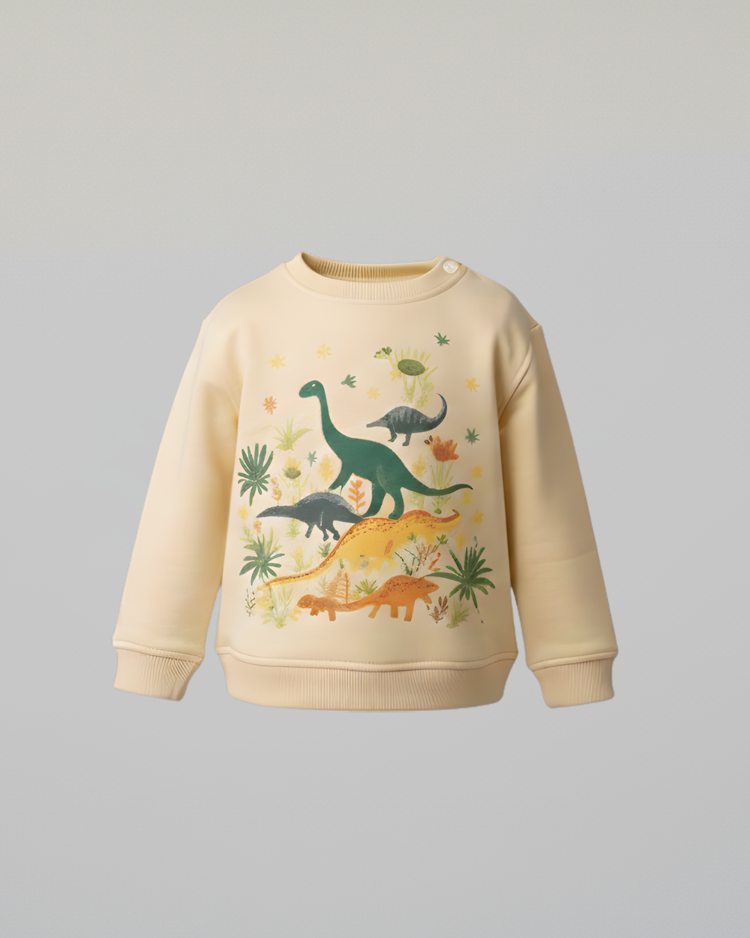 Dino World Unisex Thick Sweatshirt- Beige