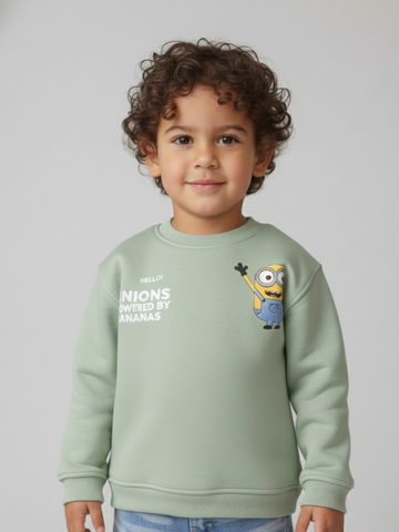 Hello Minion Unisex Thick Sweatshirt- Mint Green