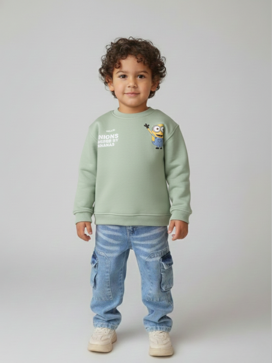 Hello Minion Unisex Sweatshirt- Mint Green