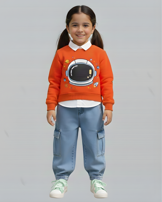 Space Buddy Sweatshirt- Orange