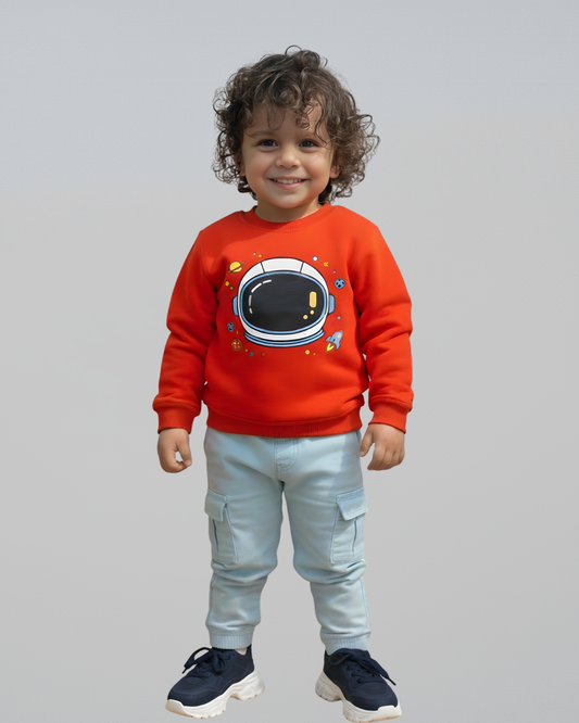 سويت شيرت بتصميم رائد فضاء - برتقالي