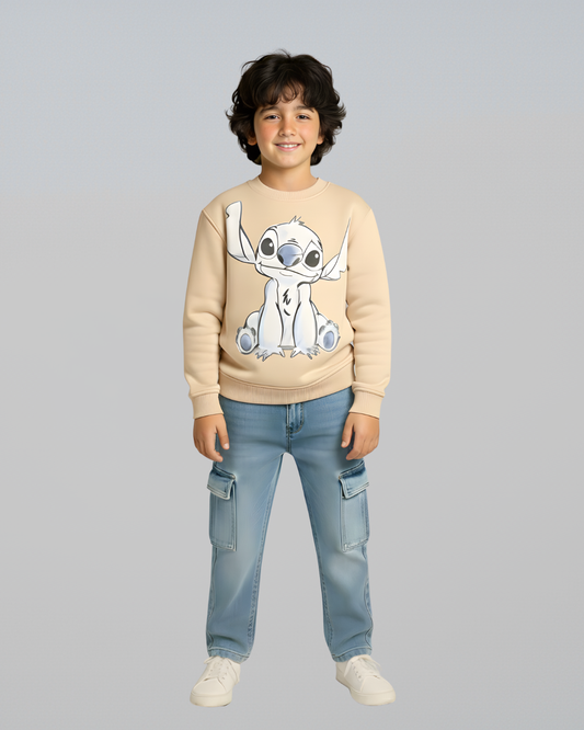 Cute Stitch Sweatshirt- Beige