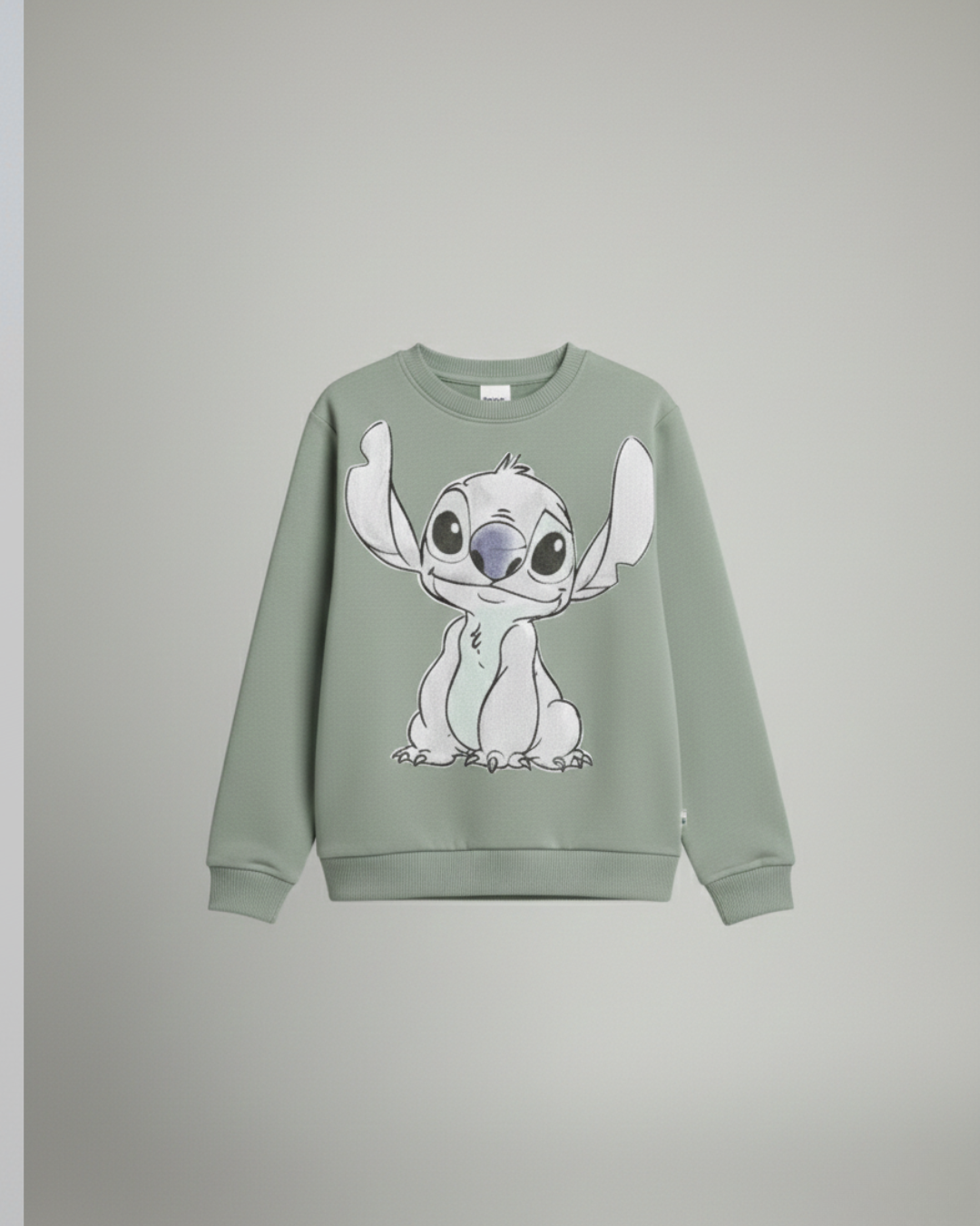 Cute Stitch Thick Sweatshirt- Mint Green