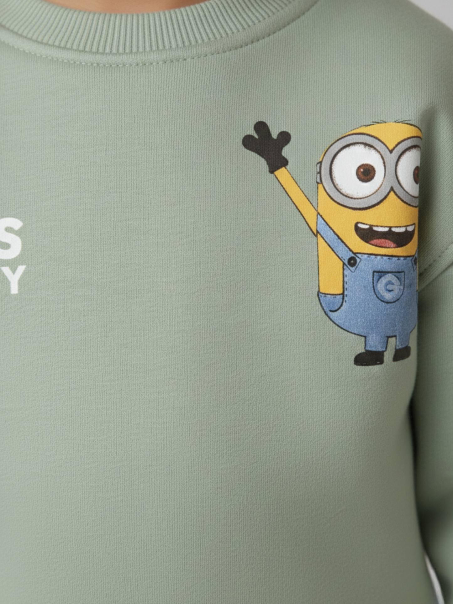 سويت شيرت هالو مينيون مطبوع شتوي للجنسين - منت جرين