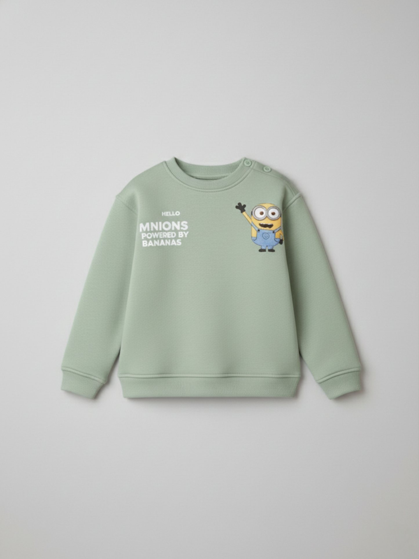 سويت شيرت هالو مينيون مطبوع شتوي للجنسين - منت جرين
