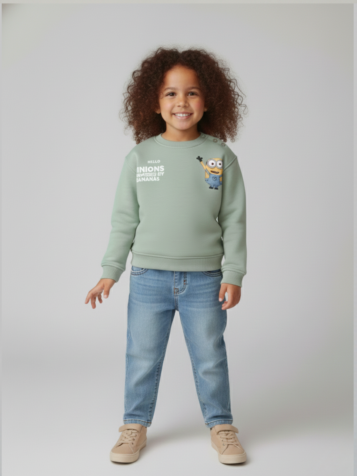 سويت شيرت هالو مينيون مطبوع شتوي للجنسين - منت جرين