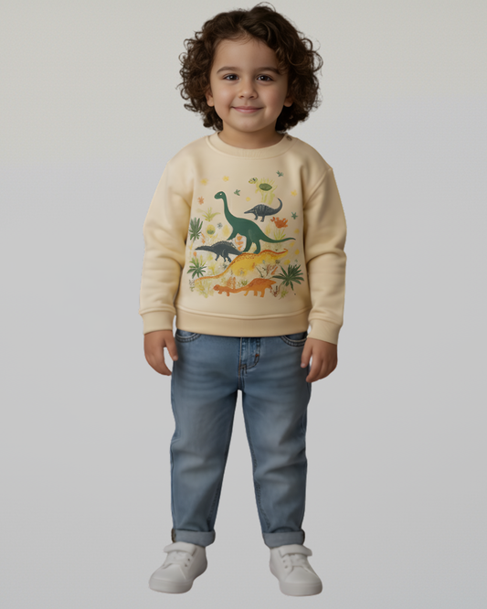 Dino World Unisex Sweatshirt- Beige
