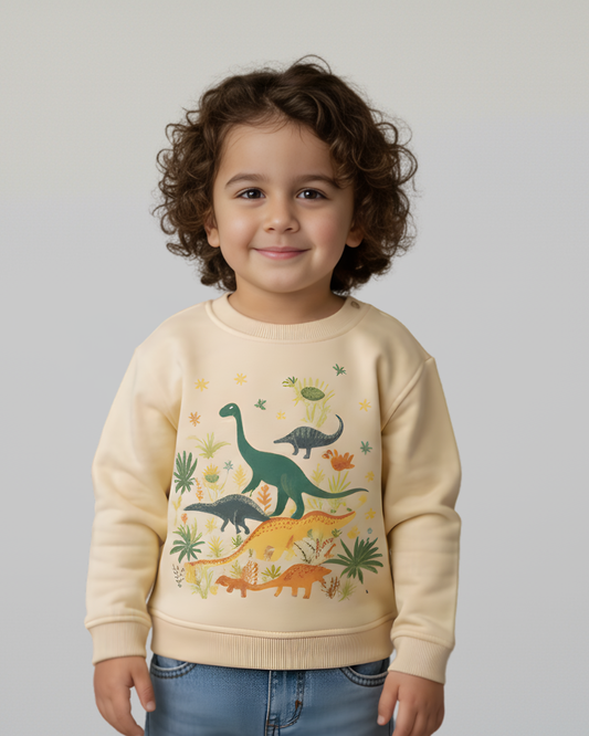 Dino World Unisex Sweatshirt- Beige