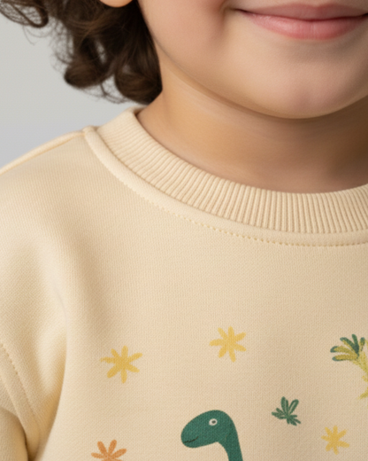 سويت شيرت عالم الديناصورات  للجنسين - بيج