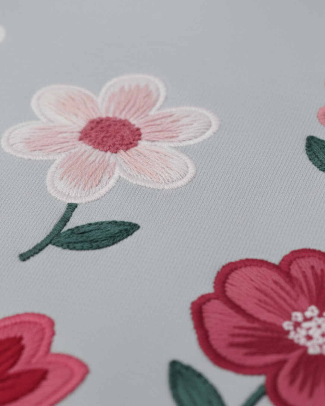 سويت شيرت بطبعة الورود - رمادي