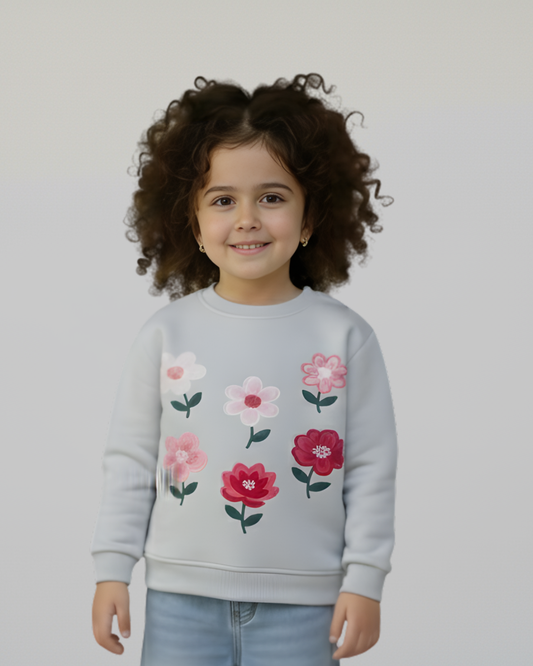 Floral Sweatshirt- Gray