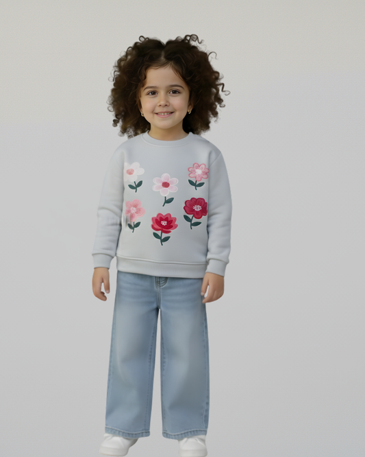 Floral Sweatshirt- Gray