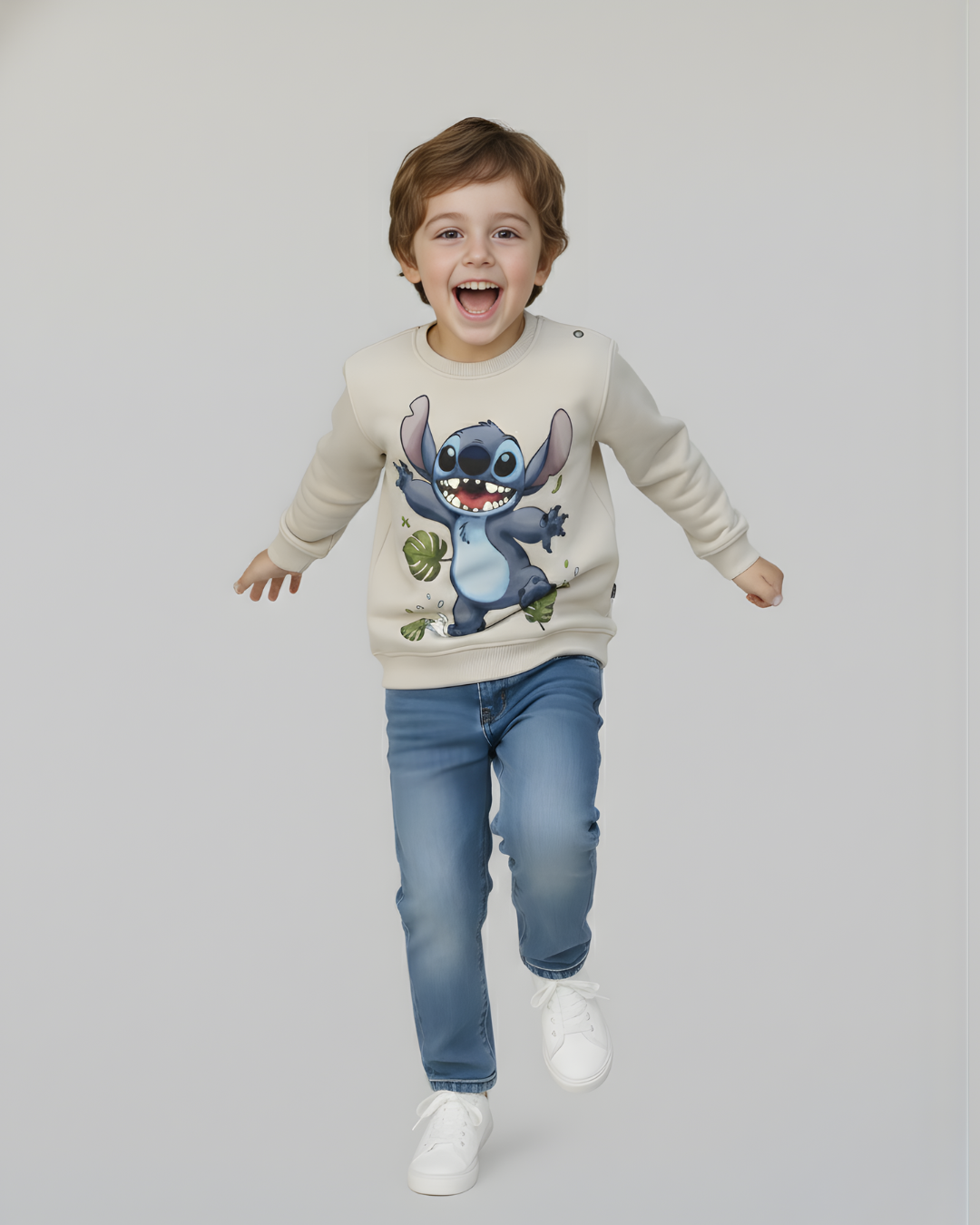 Happy Stitch Thick Sweatshirt- Gray