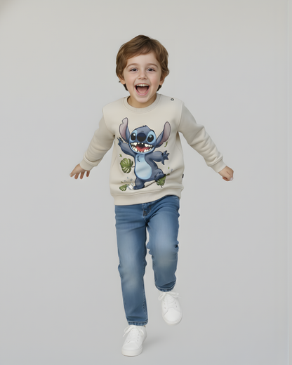 Happy Stitch Thick Sweatshirt- Gray