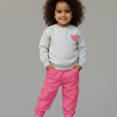 سويت شيرت بطبعة قلب ناعم - رمادي