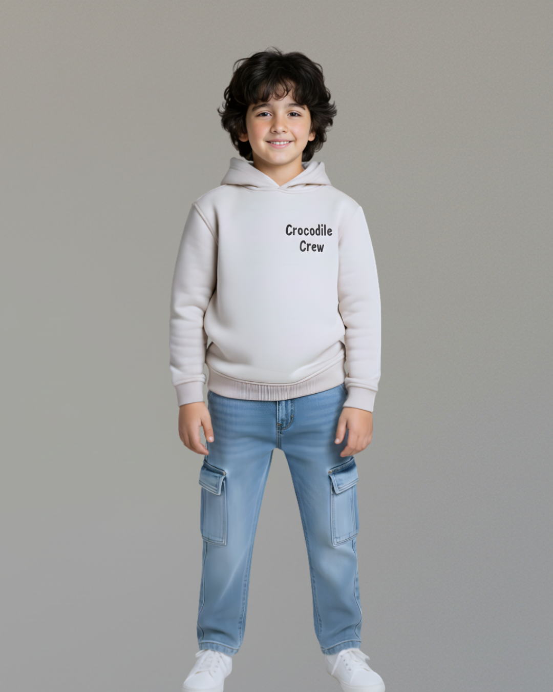 Croco Crew Hoodie- Gray