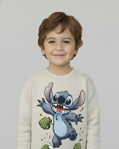 Happy Stitch Thick Sweatshirt- Gray