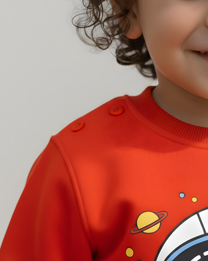 Space Buddy Thick Sweatshirt- Orange