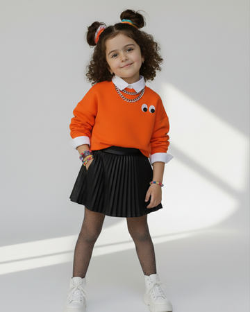 Eyes Thick Sweatshirt- Orange