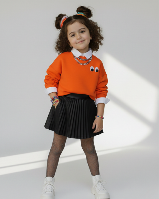 Eyes Thick Sweatshirt- Orange