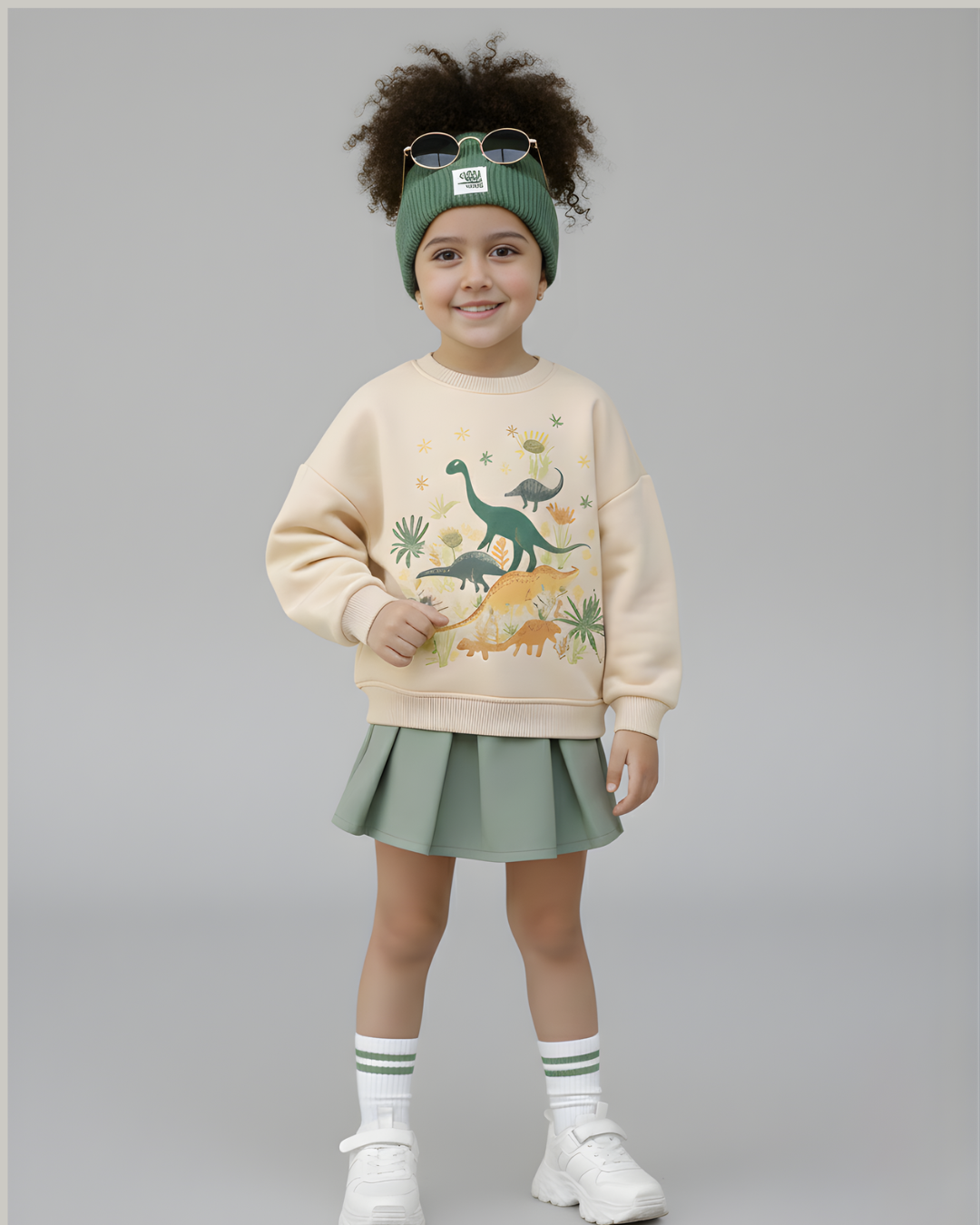 سويت شيرت عالم الديناصورات  للجنسين - بيج