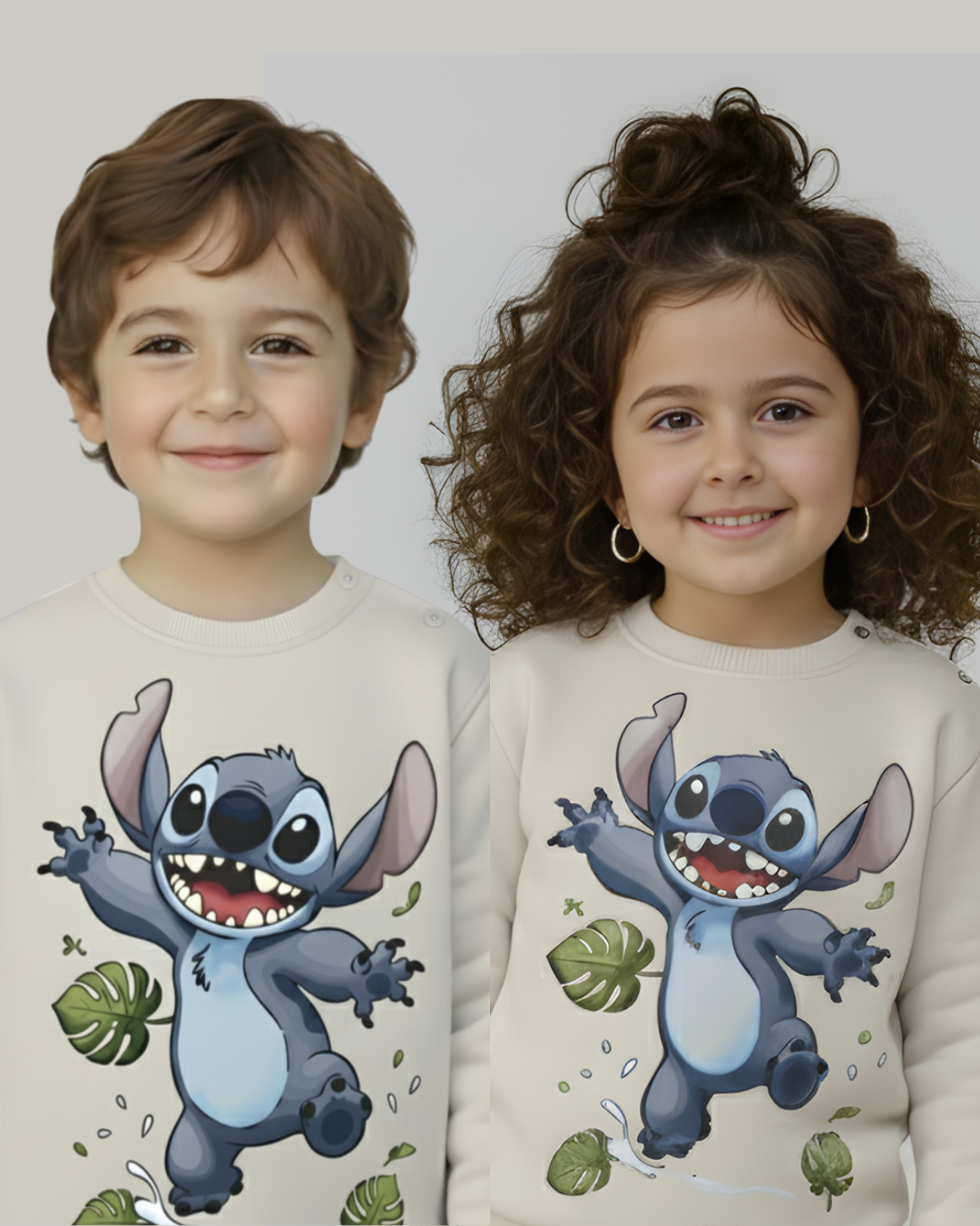 Happy Stitch Thick Sweatshirt- Gray