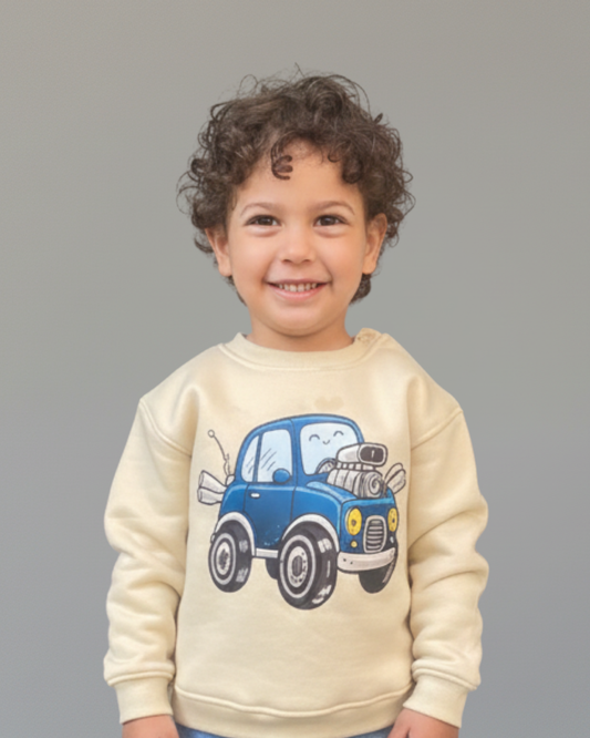 Cool Car Sweatshirt- Beige