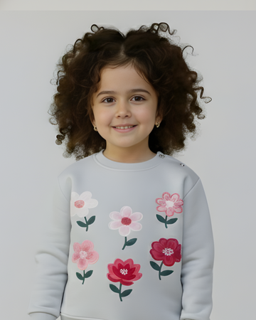 Floral Thick Sweatshirt- Gray