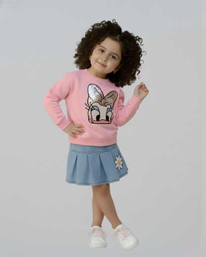 Daisy Thick Sweatshirt- Pink