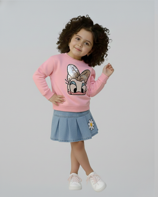 Daisy Thick Sweatshirt- Pink