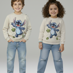 Happy Stitch Thick Sweatshirt- Gray