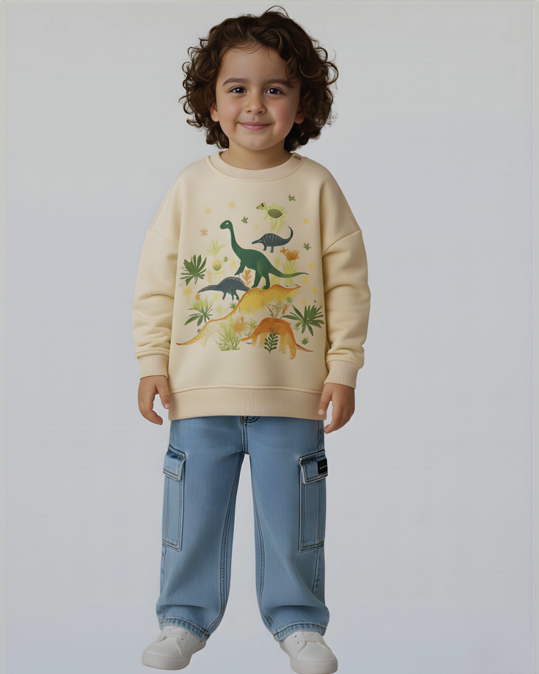 سويت شيرت عالم الديناصورات  للجنسين - بيج