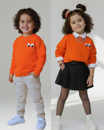 Eyes Thick Sweatshirt- Orange