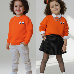 Eyes Thick Sweatshirt- Orange
