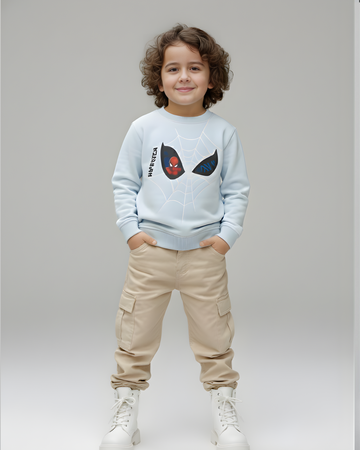 Spiderman power Thick sweatshirt- Baby Blue