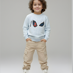 Spiderman power Thick sweatshirt- Baby Blue