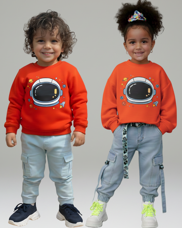 Space Buddy Thick Sweatshirt- Orange