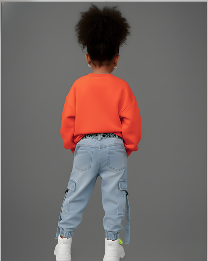 سويت شيرت بتصميم رائد فضاء - برتقالي