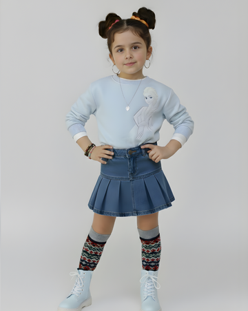 سويت شيرت بناتي فروزن شتوي - بيبي بلو