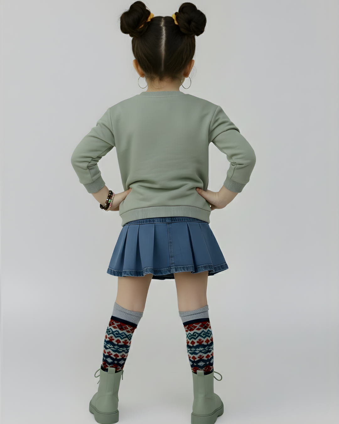 Cute Stitch Thick Sweatshirt- Mint Green