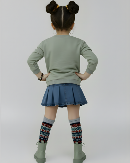 Cute Stitch Thick Sweatshirt- Mint Green