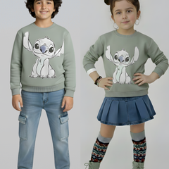 Cute Stitch Thick Sweatshirt- Mint Green