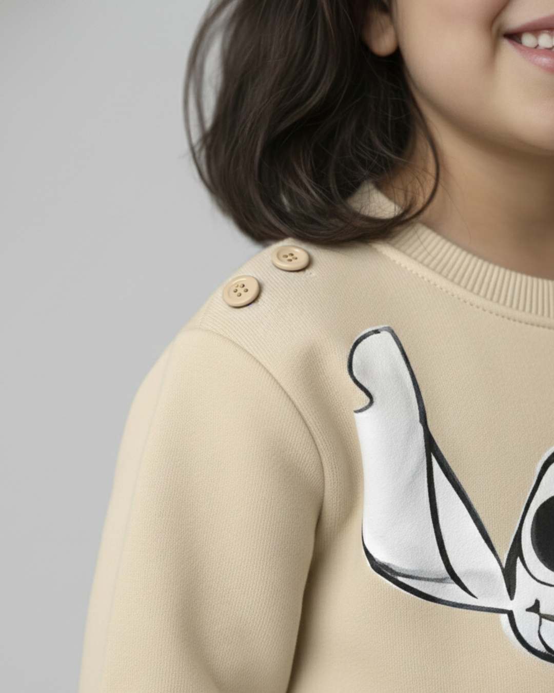 سويت شيرت ستيتش الكيوت للجنسين - بيج