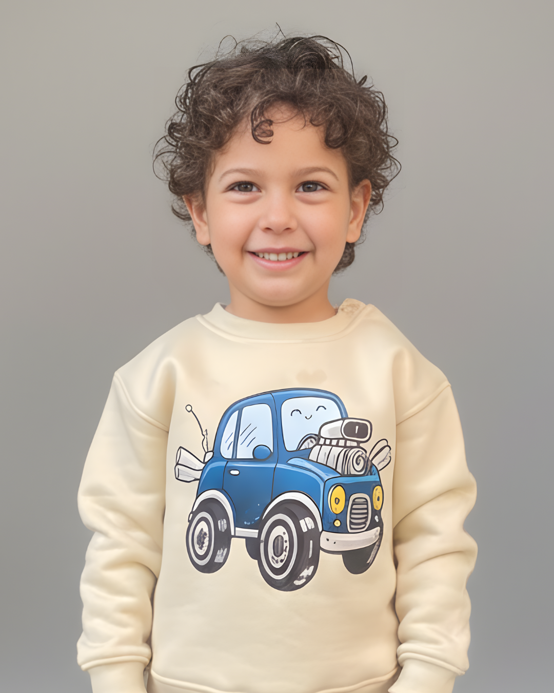 Cool Car Thick Sweatshirt- Beige