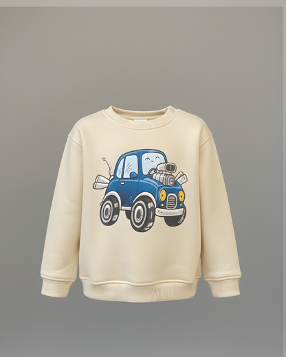 Cool Car Thick Sweatshirt- Beige